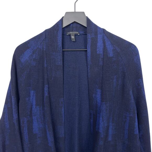 Eileen Fisher Navy Blue Black‎ Wool Blend Cardigan Sweater Duster Size PS - Picture 8 of 9